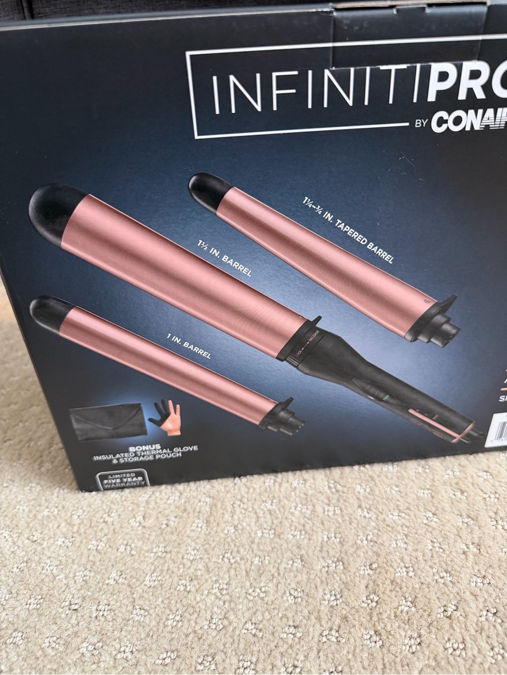 Conair Infinity Pro Curling Wand interchangeable curling iron 
TAPERED BARREL 1”